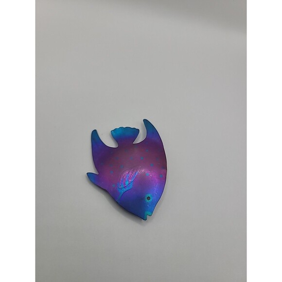 Vintage Brooch Pin Fish Purple Blue Ocean  School Jewelry Costume - Picture 14 of 16